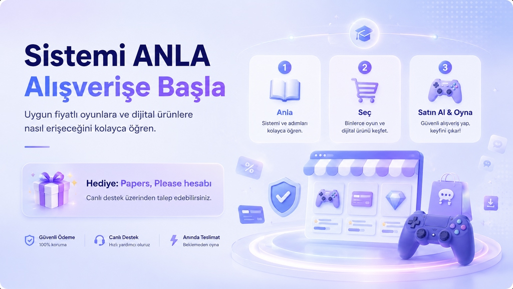 Sistemi Anla Alışverişe Başla ! Hediye Papers, Please Al - Test Et - Alışverişe başla.